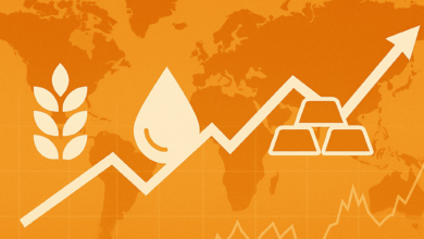 Globale Rohstoffpreise sinken – auch Getreide und Energie werden günstiger. Für Bäckereien könnte das Entlastung bringen, doch Unsicherheiten bleiben. BIld: KI-Illustration / erstellt mit ChatGPT