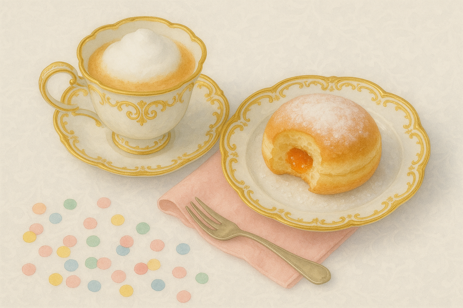 Der Krapfen ist ein süßes Gebäck, das es besonders zur Faschingszeit in den verschiedensten Variationen und Geschmäckern gibt. © Illustration KI generiert