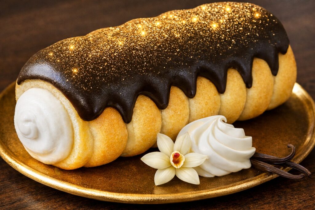 Die Edel-Rollen bestehen aus Butter-Blätterteig. Der luftige Schaum wird aromatisiert mit echter Bourbon-Vanille. © Guschlbauer