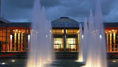 Abendstimmung am Rimini Expo Centre: Die SIGEP World zählt zu den international bedeutendsten Fachmessen für Bäckerei, Konditorei, Gelato und Foodservice. Credit: © SIGEP Mediaservice